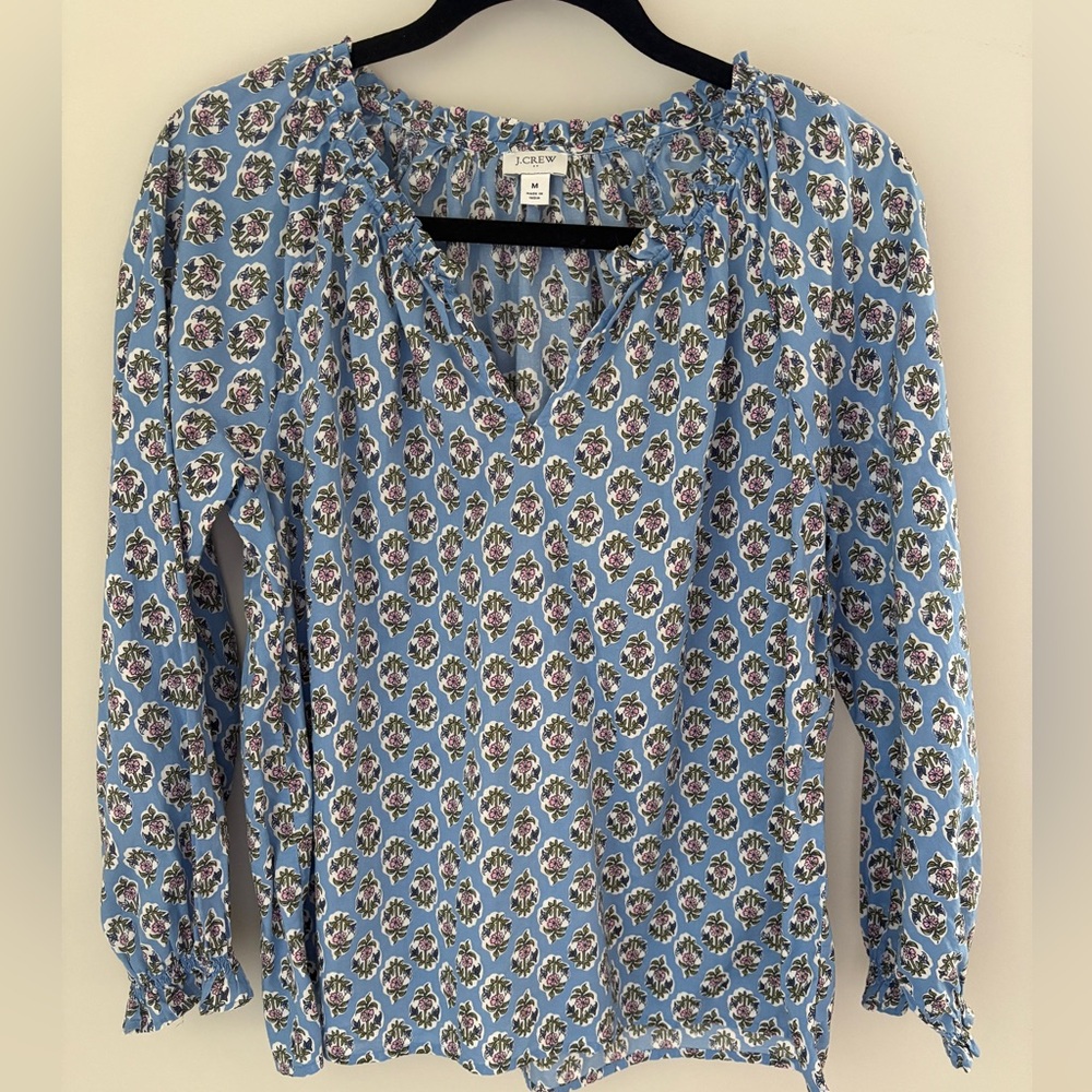 J. Crew Factory Block Print Casual Top - Sz Med, EUC